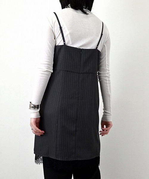 STYLEBLOCK（スタイルブロック）の「ピンストライプレースキャミソール（シャツ/ブラウス・レディース・ブラック/グレー/チャコールグレー・M）」の6枚目の写真