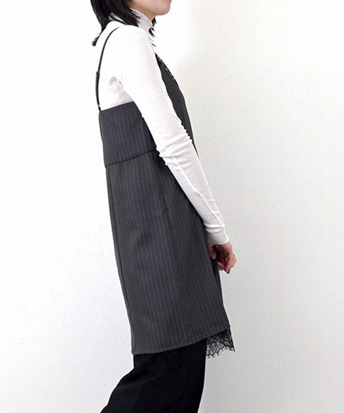 STYLEBLOCK（スタイルブロック）の「ピンストライプレースキャミソール（シャツ/ブラウス・レディース・ブラック/グレー/チャコールグレー・M）」の7枚目の写真