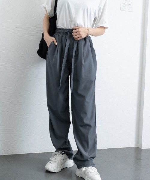 Miniministore（ミニミニストア）の「ワイドパンツ レディースハイウエスト美脚（カーゴパンツ・レディース・カーキ/ブラック/ダークグレー/ダークベージュ/ライトグレー・M/L）」の13枚目の写真
