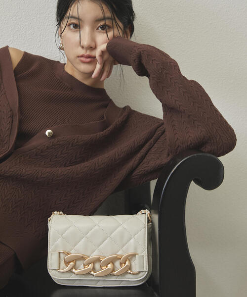 EDIT COLOGNE(エディットコロン)の「キルトチェーンショルダーバッグ(ショルダーバッグ・レディース・ライトグリーン/ホワイト系その他/ブラック・フリ-)」の13枚目の写真