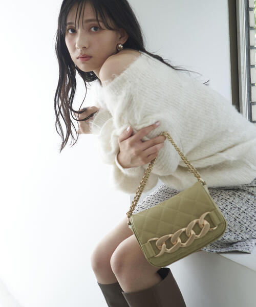 EDIT COLOGNE(エディットコロン)の「キルトチェーンショルダーバッグ(ショルダーバッグ・レディース・ライトグリーン/ホワイト系その他/ブラック・フリ-)」の15枚目の写真