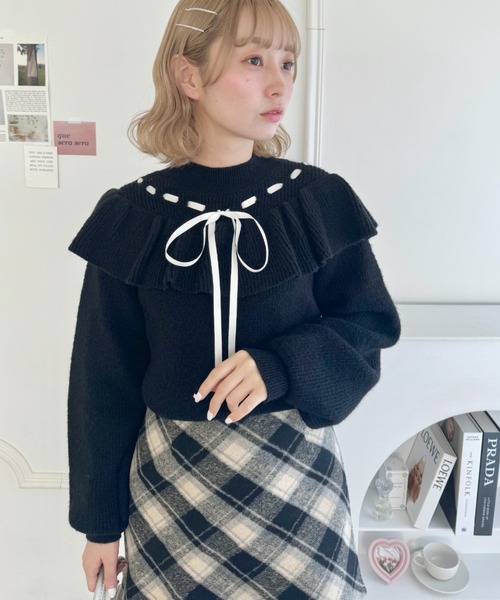 GUCCI フリルリボンセーター S セール】フリルリボンニットプルオーバー（ニット/セーター）｜Loueme