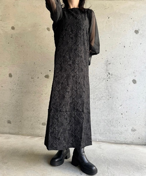 merrylatte（メリーラテ）の「低身長/高身長サイズOK◎ジャガードスリーブワンピース（ワンピース・レディース・ブラック系その他4/ブラック系その他/ブラック系その他3/ブラック系その他2/アイボリー・FREE）」の14枚目の写真