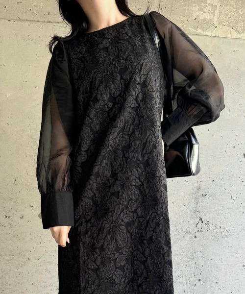 merrylatte（メリーラテ）の「低身長/高身長サイズOK◎ジャガードスリーブワンピース（ワンピース・レディース・ブラック系その他4/ブラック系その他/ブラック系その他3/ブラック系その他2/アイボリー・FREE）」の18枚目の写真