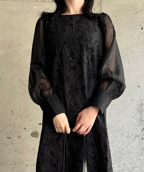 merrylatte（メリーラテ）の「低身長/高身長サイズOK◎ジャガードスリーブワンピース（ワンピース・レディース・ブラック系その他4/ブラック系その他/ブラック系その他3/ブラック系その他2/アイボリー・FREE）」の19枚目の写真