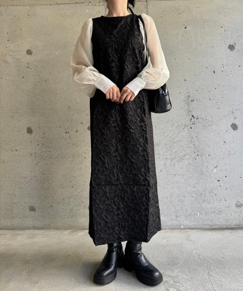 merrylatte（メリーラテ）の「低身長/高身長サイズOK◎ジャガードスリーブワンピース（ワンピース・レディース・ブラック系その他4/ブラック系その他/ブラック系その他3/ブラック系その他2/アイボリー・FREE）」の21枚目の写真