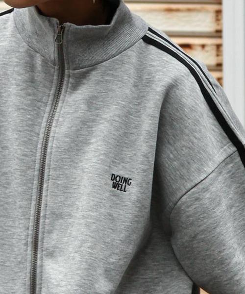 テクニカルファブリック ジッパーポケット付き スウェットシャツ セール】【ZIP FIVE】 ワンポイント 刺繍 長袖 スウェット