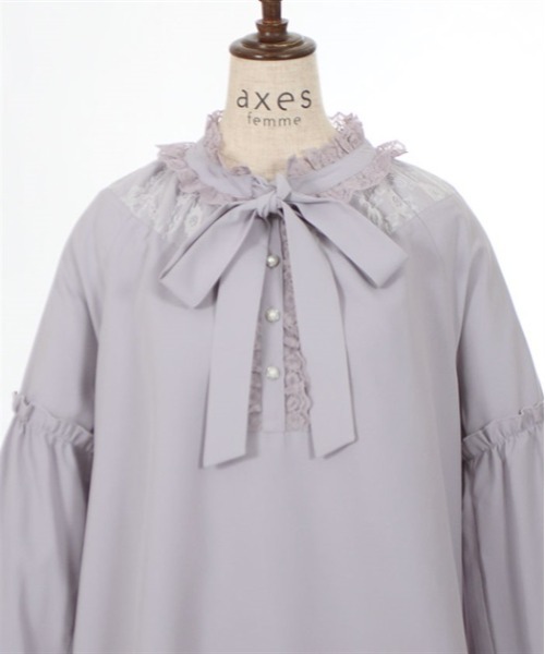 axes femme(アクシーズファム)の「ガーベラ刺繍ボリューム袖ブラウス(シャツ/ブラウス・レディース・ラベンダー/ネイビー/キナリ・FREE)」の14枚目の写真