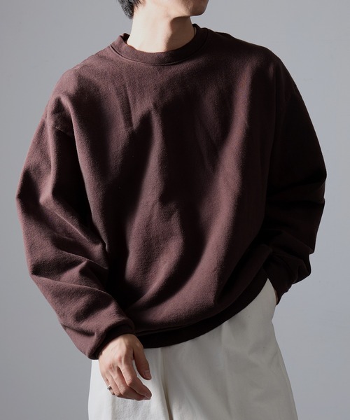LOS ANGELES APPAREL（ロサンゼルスアパレル）の「【Los Angeles Apparel】14oz L/S Heavy Fleece PO Crew Garment Dye  ガーメントダイ ヘビーウェイト クルーネック プルオーバースウェットトレーナー 裏起毛 無地 厚手 UNTR（スウェット・メンズ・オリーブ/ブルー/グリーン/ネイビー/グレー/ブラウン/ブラック/ライトグリーン・M/L/XL/S/XXL）」の4枚目の写真