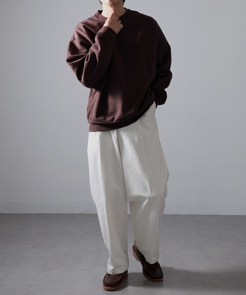 LOS ANGELES APPAREL（ロサンゼルスアパレル）の「【Los Angeles Apparel】14oz L/S Heavy Fleece PO Crew Garment Dye  ガーメントダイ ヘビーウェイト クルーネック プルオーバースウェットトレーナー 裏起毛 無地 厚手 UNTR（スウェット・メンズ・オリーブ/ブルー/グリーン/ネイビー/グレー/ブラウン/ブラック/ライトグリーン・M/L/XL/S/XXL）」の17枚目の写真