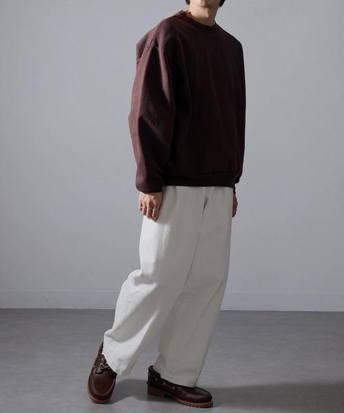 LOS ANGELES APPAREL（ロサンゼルスアパレル）の「【Los Angeles Apparel】14oz L/S Heavy Fleece PO Crew Garment Dye  ガーメントダイ ヘビーウェイト クルーネック プルオーバースウェットトレーナー 裏起毛 無地 厚手 UNTR（スウェット・メンズ・オリーブ/ブルー/グリーン/ネイビー/グレー/ブラウン/ブラック/ライトグリーン・M/L/XL/S/XXL）」の18枚目の写真