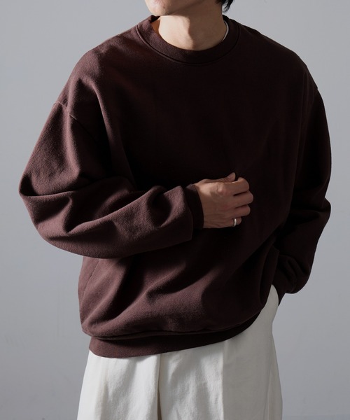 LOS ANGELES APPAREL（ロサンゼルスアパレル）の「【Los Angeles Apparel】14oz L/S Heavy Fleece PO Crew Garment Dye  ガーメントダイ ヘビーウェイト クルーネック プルオーバースウェットトレーナー 裏起毛 無地 厚手 UNTR（スウェット・メンズ・オリーブ/ブルー/グリーン/ネイビー/グレー/ブラウン/ブラック/ライトグリーン・M/L/XL/S/XXL）」の14枚目の写真