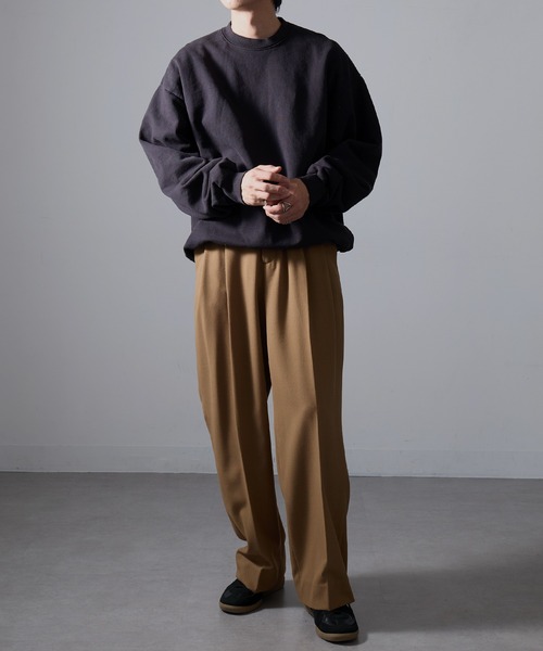 LOS ANGELES APPAREL（ロサンゼルスアパレル）の「【Los Angeles Apparel】14oz L/S Heavy Fleece PO Crew Garment Dye  ガーメントダイ ヘビーウェイト クルーネック プルオーバースウェットトレーナー 裏起毛 無地 厚手 UNTR（スウェット・メンズ・オリーブ/ブルー/グリーン/ネイビー/グレー/ブラウン/ブラック/ライトグリーン・M/L/XL/S/XXL）」の12枚目の写真