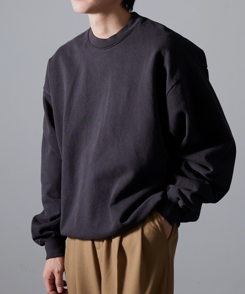 LOS ANGELES APPAREL（ロサンゼルスアパレル）の「【Los Angeles Apparel】14oz L/S Heavy Fleece PO Crew Garment Dye  ガーメントダイ ヘビーウェイト クルーネック プルオーバースウェットトレーナー 裏起毛 無地 厚手 UNTR（スウェット・メンズ・オリーブ/ブルー/グリーン/ネイビー/グレー/ブラウン/ブラック/ライトグリーン・M/L/XL/S/XXL）」の9枚目の写真