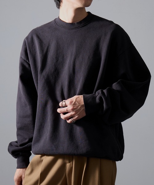 LOS ANGELES APPAREL（ロサンゼルスアパレル）の「【Los Angeles Apparel】14oz L/S Heavy Fleece PO Crew Garment Dye  ガーメントダイ ヘビーウェイト クルーネック プルオーバースウェットトレーナー 裏起毛 無地 厚手 UNTR（スウェット・メンズ・オリーブ/ブルー/グリーン/ネイビー/グレー/ブラウン/ブラック/ライトグリーン・M/L/XL/S/XXL）」の10枚目の写真