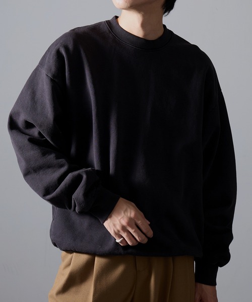 LOS ANGELES APPAREL（ロサンゼルスアパレル）の「【Los Angeles Apparel】14oz L/S Heavy Fleece PO Crew Garment Dye  ガーメントダイ ヘビーウェイト クルーネック プルオーバースウェットトレーナー 裏起毛 無地 厚手 UNTR（スウェット・メンズ・オリーブ/ブルー/グリーン/ネイビー/グレー/ブラウン/ブラック/ライトグリーン・M/L/XL/S/XXL）」の11枚目の写真