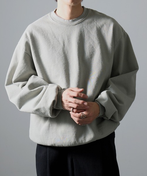 LOS ANGELES APPAREL（ロサンゼルスアパレル）の「【Los Angeles Apparel】14oz L/S Heavy Fleece PO Crew Garment Dye  ガーメントダイ ヘビーウェイト クルーネック プルオーバースウェットトレーナー 裏起毛 無地 厚手 UNTR（スウェット・メンズ・オリーブ/ブルー/グリーン/ネイビー/グレー/ブラウン/ブラック/ライトグリーン・M/L/XL/S/XXL）」の20枚目の写真