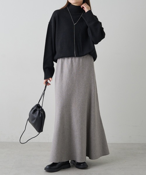 PUAL CE CIN（ピュアルセシン）の「ミラノリブニットスカート（スカート・レディース・ブラウン/アイボリー/ブラック/グレー系その他・FREE）」の10枚目の写真