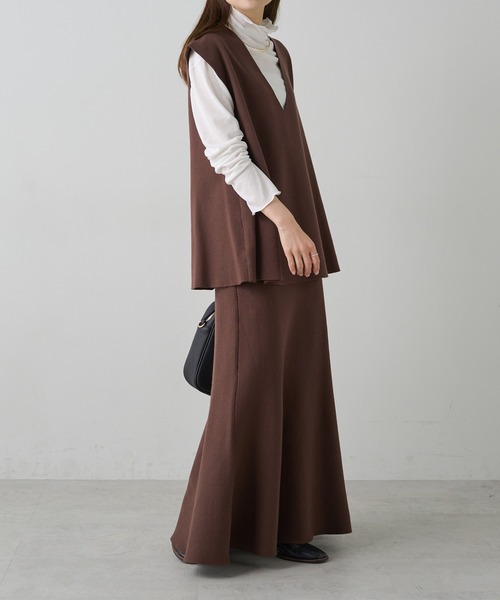 PUAL CE CIN（ピュアルセシン）の「ミラノリブニットスカート（スカート・レディース・ブラウン/アイボリー/ブラック/グレー系その他・FREE）」の18枚目の写真