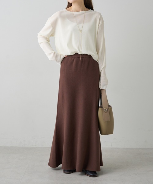 PUAL CE CIN（ピュアルセシン）の「ミラノリブニットスカート（スカート・レディース・ブラウン/アイボリー/ブラック/グレー系その他・FREE）」の19枚目の写真