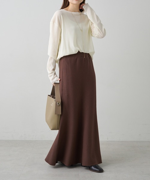 PUAL CE CIN（ピュアルセシン）の「ミラノリブニットスカート（スカート・レディース・ブラウン/アイボリー/ブラック/グレー系その他・FREE）」の20枚目の写真