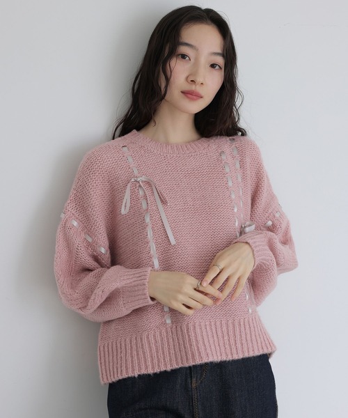『リボンテープモヘヤタッチニット』（ニット/セーター）｜somari imagination（ソマリ イマジネーション） 7,917円