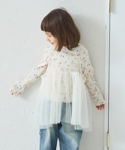 pairmanon(ペアマノン)の「2枚セット チュールキャミソール付き リブTシャツ(Tシャツ/カットソー・キッズ・ベージュ/ホワイト系その他/ブラック系その他/ブラック系その他2・150/120/140/110/130/100/90)」の6枚目の写真