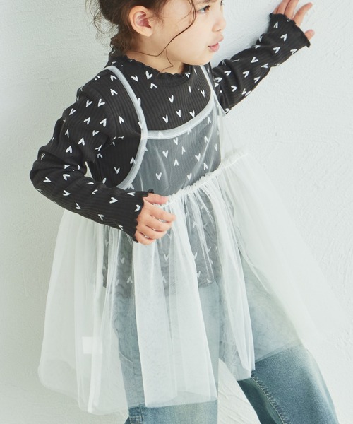 pairmanon(ペアマノン)の「2枚セット チュールキャミソール付き リブTシャツ(Tシャツ/カットソー・キッズ・ベージュ/ホワイト系その他/ブラック系その他/ブラック系その他2・150/120/140/110/130/100/90)」の7枚目の写真