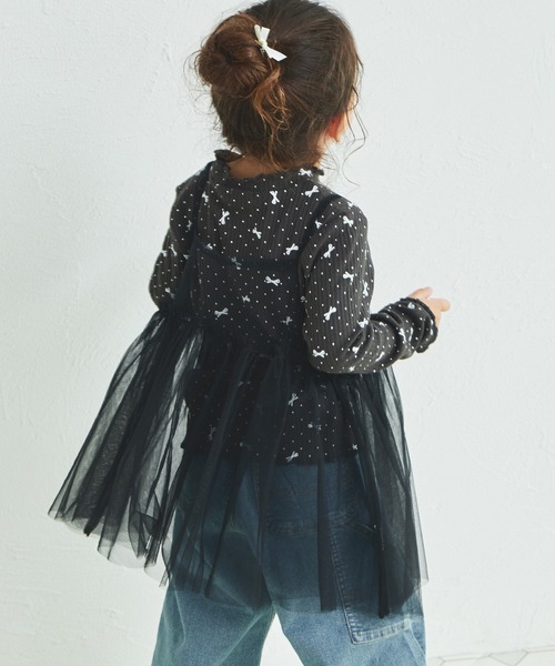 pairmanon(ペアマノン)の「2枚セット チュールキャミソール付き リブTシャツ(Tシャツ/カットソー・キッズ・ベージュ/ホワイト系その他/ブラック系その他/ブラック系その他2・150/120/140/110/130/100/90)」の10枚目の写真