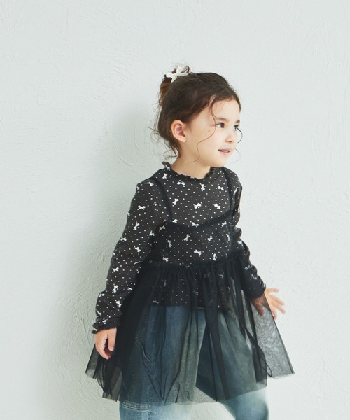 pairmanon(ペアマノン)の「2枚セット チュールキャミソール付き リブTシャツ(Tシャツ/カットソー・キッズ・ベージュ/ホワイト系その他/ブラック系その他/ブラック系その他2・150/120/140/110/130/100/90)」の12枚目の写真