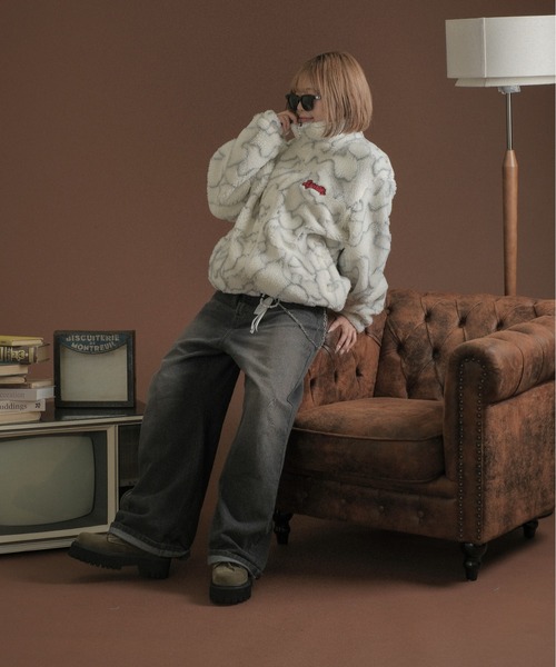 sedacle(セダクル)の「クラックデザインボアブルゾン(ブルゾン・メンズ・ブラック/グレー/オフホワイト・LARGE/MEDIUM/SMALL)」の9枚目の写真