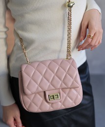 【2WAY/アジャスター付き】フェイクレザーキルティングチェーンバッグ/バック/BAG