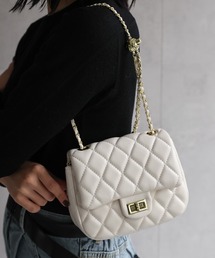 【2WAY/アジャスター付き】フェイクレザーキルティングチェーンバッグ/バック/BAG