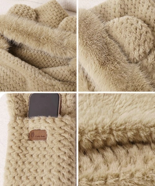 Miniministore（ミニミニストア）の「くま耳ニット帽子 マフラー 手袋 一体型（ニットキャップ/ビーニー・レディース・ピンク/アイボリー/グレー/ベージュ・FREE）」の19枚目の写真