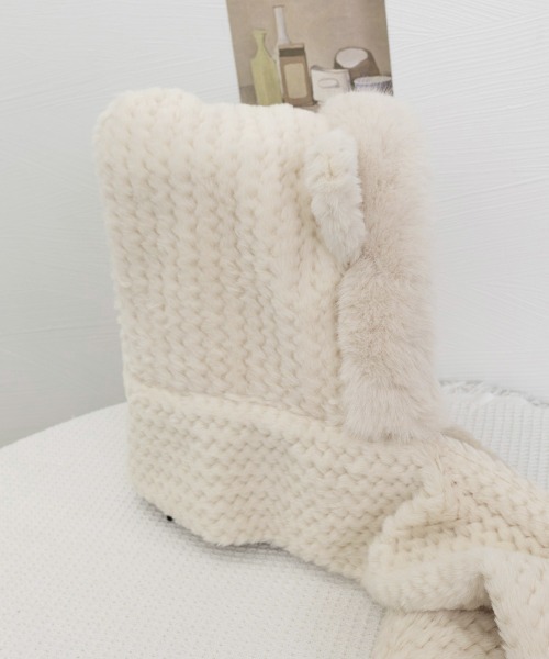 Miniministore（ミニミニストア）の「くま耳ニット帽子 マフラー 手袋 一体型（ニットキャップ/ビーニー・レディース・ピンク/アイボリー/グレー/ベージュ・FREE）」の21枚目の写真