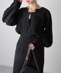 LAULEN | tear perforated square neck blouse /ドロップスクエアネックフォーマルブラウス(シャツ/ブラウス)