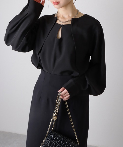 tear perforated square neck blouse /ドロップスクエアネック