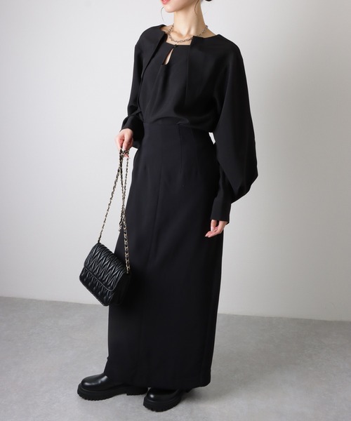 LAULEN（ローレン）の「tear perforated square neck blouse /ドロップスクエアネックフォーマルブラウス（シャツ/ブラウス・レディース・ブラック・FREE）」の7枚目の写真