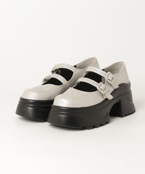 YOSUKE(ヨースケ)の「ヨースケ YOSUKE ウィメンズ厚底メリージェーンダブルストラップボリューミーヒールアップシューズ6310022(ドレスシューズ・レディース・ブラック/アイボリー/ブラック×ブラック/ワインレッド/シルバー/シャンパン・24.5cm/24.0cm/23.5cm/23.0cm/22.5cm/37/38/35/36/39)」の5枚目の写真