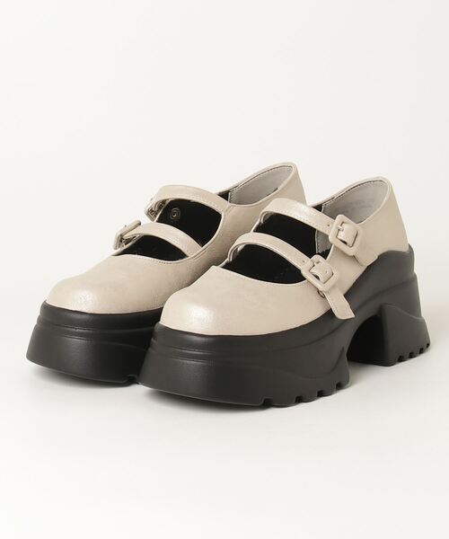 YOSUKE(ヨースケ)の「ヨースケ YOSUKE ウィメンズ厚底メリージェーンダブルストラップボリューミーヒールアップシューズ6310022(ドレスシューズ・レディース・ブラック/アイボリー/ブラック×ブラック/ワインレッド/シルバー/シャンパン・24.5cm/24.0cm/23.5cm/23.0cm/22.5cm/37/38/35/36/39)」の6枚目の写真