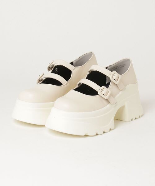 YOSUKE(ヨースケ)の「ヨースケ YOSUKE ウィメンズ厚底メリージェーンダブルストラップボリューミーヒールアップシューズ6310022(ドレスシューズ・レディース・ブラック/アイボリー/ブラック×ブラック/ワインレッド/シルバー/シャンパン・24.5cm/24.0cm/23.5cm/23.0cm/22.5cm/37/38/35/36/39)」の2枚目の写真