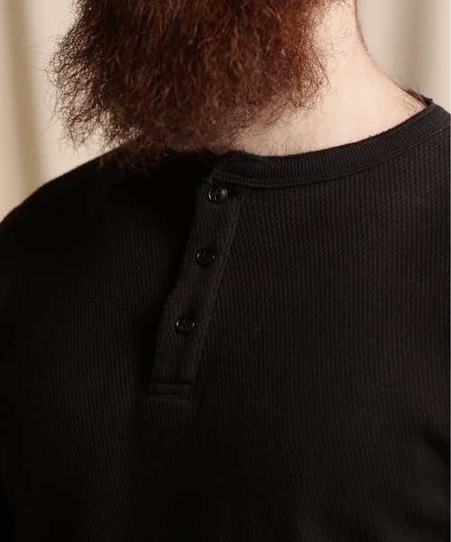 schott(ショット)の「Schott/ショット/HONEYCOMB WAFFLE HENRY NECK T-SHIRT/ハニカム ワッフル ヘンリーネック Tシャツ(Tシャツ/カットソー・メンズ・ブラック/グレー/ホワイト・S/M/L/XL)」の6枚目の写真