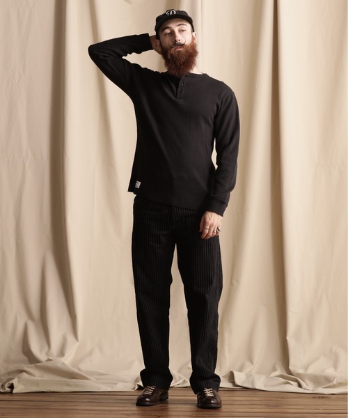 schott(ショット)の「Schott/ショット/HONEYCOMB WAFFLE HENRY NECK T-SHIRT/ハニカム ワッフル ヘンリーネック Tシャツ(Tシャツ/カットソー・メンズ・ブラック/グレー/ホワイト・S/M/L/XL)」の10枚目の写真