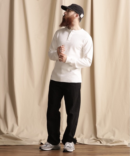 schott(ショット)の「Schott/ショット/HONEYCOMB WAFFLE HENRY NECK T-SHIRT/ハニカム ワッフル ヘンリーネック Tシャツ(Tシャツ/カットソー・メンズ・ブラック/グレー/ホワイト・S/M/L/XL)」の9枚目の写真