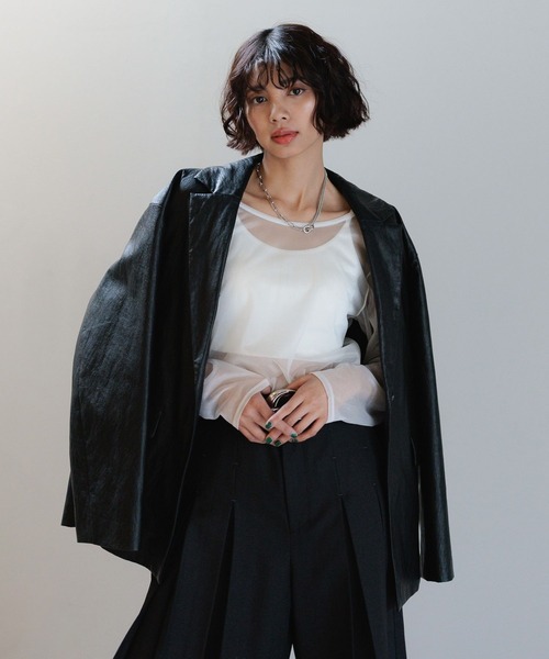 PAGEBOY(ページボーイ)の「【前後着用可能】シアーカット2WAYロングスリーブ(Tシャツ/カットソー・レディース・オフホワイト/グレー/ブルー/ブラック・FREE)」の15枚目の写真