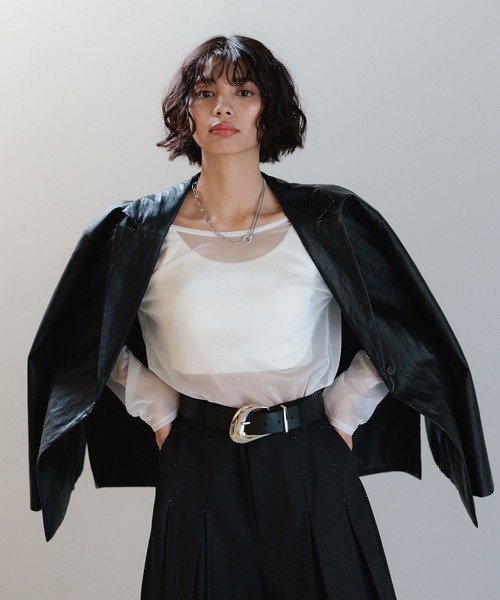 PAGEBOY(ページボーイ)の「【前後着用可能】シアーカット2WAYロングスリーブ(Tシャツ/カットソー・レディース・オフホワイト/グレー/ブルー/ブラック・FREE)」の17枚目の写真