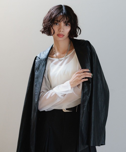 PAGEBOY(ページボーイ)の「【前後着用可能】シアーカット2WAYロングスリーブ(Tシャツ/カットソー・レディース・オフホワイト/グレー/ブルー/ブラック・FREE)」の18枚目の写真