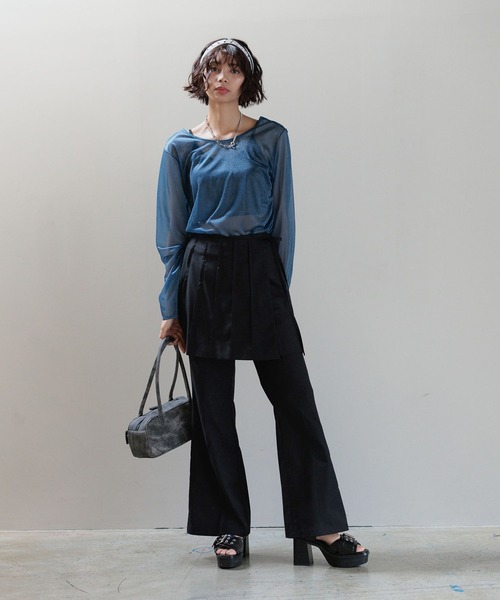 PAGEBOY(ページボーイ)の「【前後着用可能】シアーカット2WAYロングスリーブ(Tシャツ/カットソー・レディース・オフホワイト/グレー/ブルー/ブラック・FREE)」の20枚目の写真