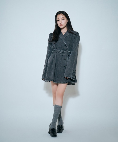 ANDGEEBEE（アンジービー）の「デニムジャケットタックワンピ（ワンピース・レディース・ブラック/インディゴブルー・FREE）」の19枚目の写真