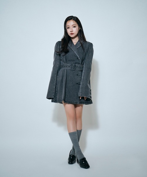 ANDGEEBEE（アンジービー）の「デニムジャケットタックワンピ（ワンピース・レディース・ブラック/インディゴブルー・FREE）」の20枚目の写真